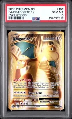 2016 POKEMON XY EVOLUTIONS #106 FULL ART/DRAGONITE EX PSA 10 - Image 1