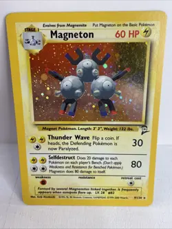 Pokemon TCG Magneton Base Set 2 Holo Unlimited Rare Card 9/130 LP Condition - Image 1