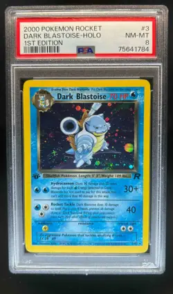 2000 Pokemon Team Rocket First Edition Dark Blastoise Holo #3/82 PSA 8 - Image 1