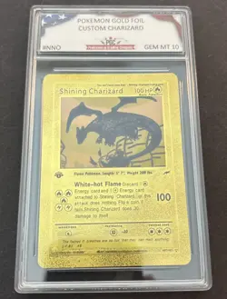 Pokemon PGC Gem Mint 10 Shining CHARIZARD Gold Foil Fan Art Card 100HP 107/105 - Image 1