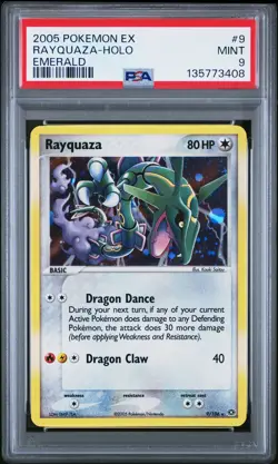 2005 POKEMON EX EMERALD #9 RAYQUAZA-HOLO PSA 9 - Image 1