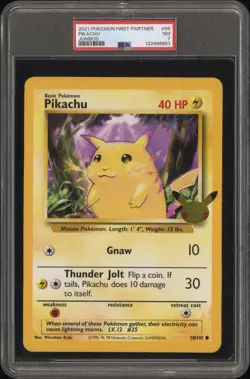 2021 POKEMON FIRST PARTNER JUMBOS #58 PIKACHU PSA 7 - Image 1