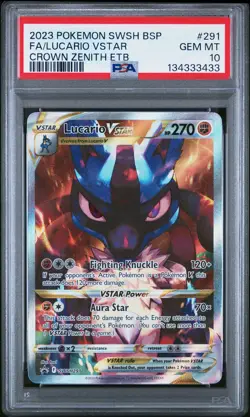 2023 POKEMON SWSH CROWN ZENITH ELITE TRAINER BOX FULL ART/LUCARIO VSTAR PSA 10 - Image 1