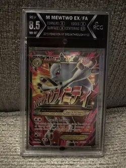 2015 Pokemon M Mewtwo EX XY Breakthrough #160 - RCG 8.5 NM-MT - Full Art - Rare! - Image 1
