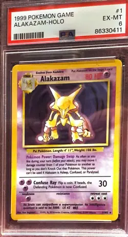1999 Pokemon Base Set Alakazam Holo 1/102 PSA 6 - Image 1