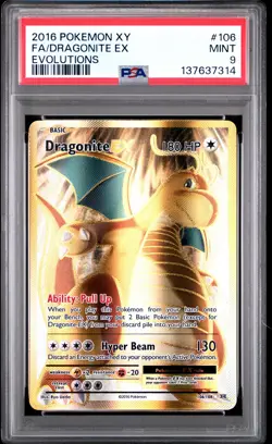 2016 POKEMON XY EVOLUTIONS #106 FULL ART/DRAGONITE EX PSA 9 - Image 1