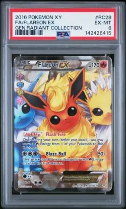 2016 POKEMON XY GENERATIONS RADIANT COLLECTION #RC28 FULL ART/FLAREON EX PSA 6 - Image 1