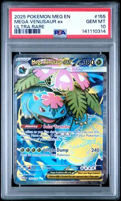 2025 POKEMON MEG EN-MEGA EVOLUTION ULTRA RARE #155 MEGA VENUSAUR EX PSA 10 - Image 1