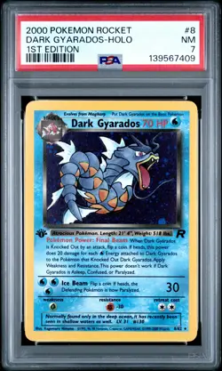 2000 POKEMON ROCKET 1ST ED #8 DARK GYARADOS-HOLO PSA 7 - Image 1