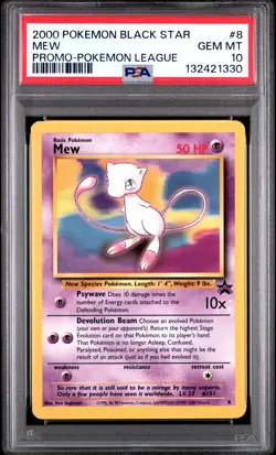 2000 POKEMON PROMO BLACK STAR POKEMON LEAGUE #8 MEW PSA 10 - Image 1