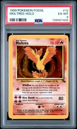 1999 POKEMON FOSSIL #12 MOLTRES-HOLO PSA 6 - Image 1