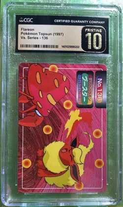 CGC 10 Pristine Flareon Pokemon Topsun (1997) Vs. Series #136 Parasect LOW POP!! - Image 1
