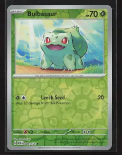 Bulbasaur #001/165 SV: Scarlet & Violet 151 Reverse Holo Pokemon TCG NM/M - Image 1