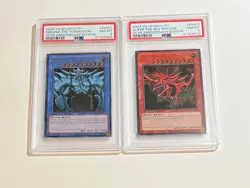 PSA 8 2023 Yu-Gi-Oh! Obelisk The Tormentor #EN001 & Slifer The Sky Dragon #EN002 - Image 1