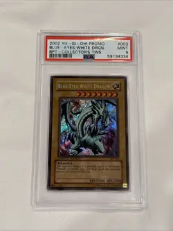 2002 Yu-Gi-Oh Collector's Tins BLUE-EYES WHITE DRAGON BPT-003 Secret Rare PSA 9 - Image 1