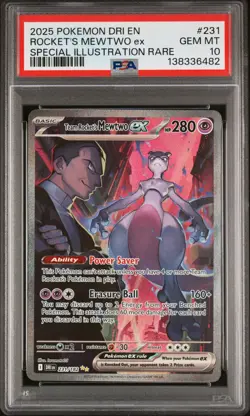 2025 POKEMON DRI EN-DESTINED RIVALS #231 TEAM ROCKET'S MEWTWO EX PSA 10 - Image 1
