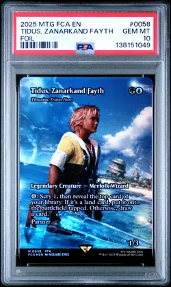 2025 MTG FINAL FANTASY THROUGH THE AGES FOIL #0058 TIDUS, ZANARKAND FAYTH PSA 10 - Image 1