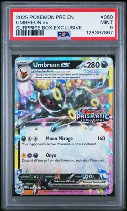 2025 POKEMON PRE EN-PRISMATIC EVOLUTIONS SURPRISE BOX EXCLUSIVE UMBREON EX PSA 9 - Image 1