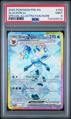 2025 POKEMON PRISMATIC EVOLUTIONS SPECIAL ILLUSTRATION RARE GLACEON EX PSA 9 - Image 1