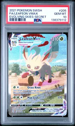 2021 POKEMON SWORD & SHIELD EVOLVING SKIES SECRET FULL ART/LEAFEON VMAX PSA 10 - Image 1
