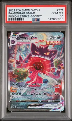 2021 POKEMON SWORD & SHIELD FUSION STRIKE SECRET FULL ART/GENGAR VMAX PSA 10 - Image 1