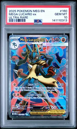 2025 POKEMON MEG EN-MEGA EVOLUTION ULTRA RARE #160 MEGA LUCARIO EX PSA 10 - Image 1