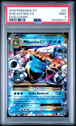 2016 POKEMON XY EVOLUTIONS #22 M BLASTOISE EX PSA 9 - Image 1