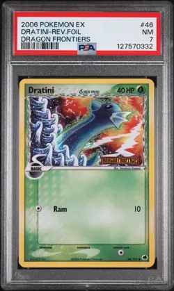 DRATINI REVERSE HOLO FOIL STAMPED #46 2006 POKEMON EX DRAGON FRONTIERS PSA 7 - Image 1