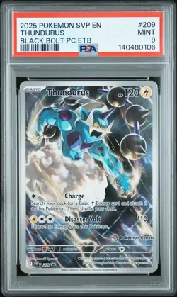 2025 POKEMON SVP BLACK BOLT POKEMON CENTER ETB PROMO #209 THUNDURUS PSA 9 - Image 1