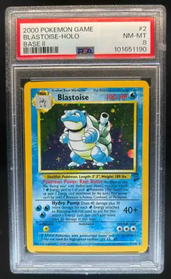 2000 Pokemon Set 2 Blastoise Holo #2/130 PSA 8 - Image 1