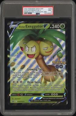2022 POKEMON SWSH BLACK STAR PROMO JUMBO #225 ALOLAN EXEGGUTOR V PSA 9 - Image 1