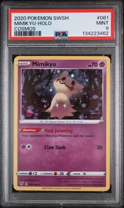 2020 POKEMON SWORD & SHIELD DARKNESS ABLAZE COSMOS #081 MIMIKYU-HOLO PSA 9 - Image 1