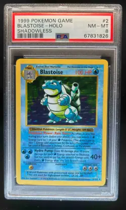 1999 Pokemon Shadowless Blastoise Holo #2/102 PSA 8 - Image 1