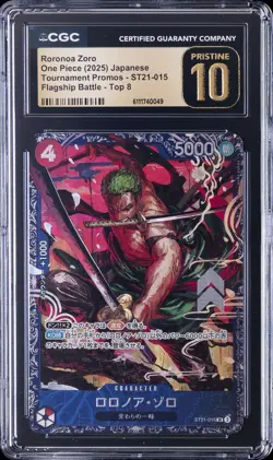 2025 ONE PIECE JAPANESE TOURNAMENT PROMOS #ST21-015 RORONOA ZORO CGC 10 PRISTINE - Image 1