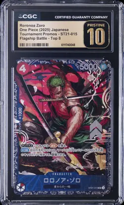 2025 ONE PIECE JPN TOURNAMENT PROMO BATTLE TOP 8 RORONOA ZORO CGC 10 PRISTINE - Image 1