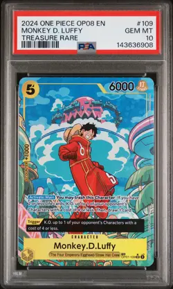2024 ONE PIECE OP08-TWO LEGENDS TREASURE RARE #109 MONKEY D. LUFFY PSA 10 - Image 1