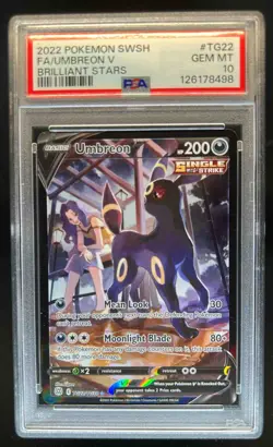 2022 Pokemon SWSH Brilliant Stars Umbreon V Trainer Gallery #TG22/TG30 PSA 10 - Image 1