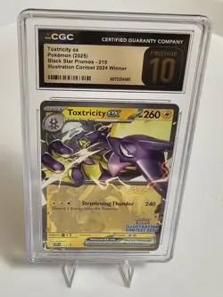 POKEMON CGC PRISTINE 10 TOXTRICITY EX #215 ILLUSTRATION CONTEST WINNER 2024 - Image 1