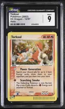 Pokemon Card Torkoal 2003 EX Dragon 12/97 Holo CGC 9 MINT - Image 1