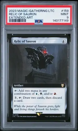 2023 MAGIC THE GATHERING LOTR EXTENDED ART #159 RELIC OF SAURON PSA 9 - Image 1