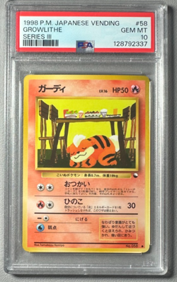 1998 Pokemon Japanese Vending Series III 3 #58 Growlithe PSA 10 Graded Card - Image 1
