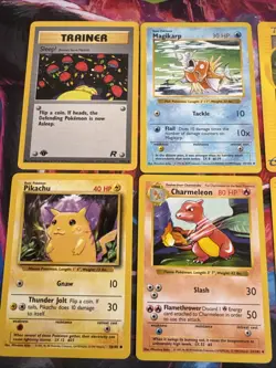 VTG Lot Of 6 WOTC Pokemon Base Set Team Rocket 1st Edition Pikachu Magikarp - Image 2