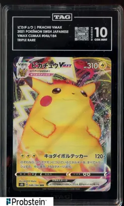2021 Pokemon SWSH Japanese VMAX Climax #046 Pikachu VMAX TAG 10 GEM MINT - Image 1
