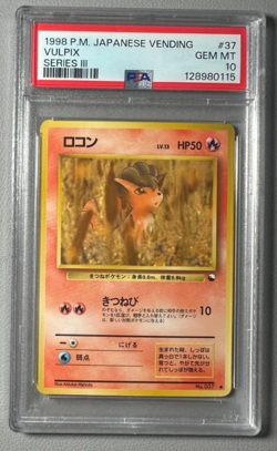 1998 Pokemon Japanese Vending Series III 3 #37 Vulpix PSA 10 Graded Card - Image 1