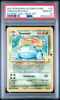 PSA 10 Venusaur 15/102 Celebrations Classic Collection Holo Graded Pokemon Card - Image 1