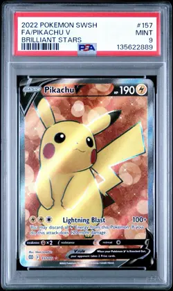PSA 9 Pikachu V Full Art Ultra Rare 157/172 - 2022 Pokemon Brilliant Stars - Image 1