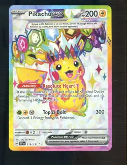 2024 Pokemon Surging Sparks Ultra Rare Full Art #219/191 Pikachu ex - Image 1