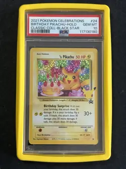 2021 Pokemon BIRTHDAY PIKACHU #24 Celebrations Classic HOLO PSA 10 - Image 1
