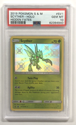 2019 Pokemon Sun & Moon Scyther Shiny Holo Rare Hidden Fates PSA 10 - Image 1