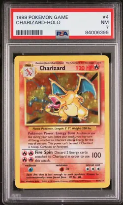 1999 Pokemon Game 4 Charizard Holo PSA 7 - Image 1